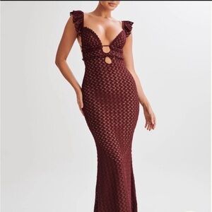 Meshki Deep Red Backless Dress